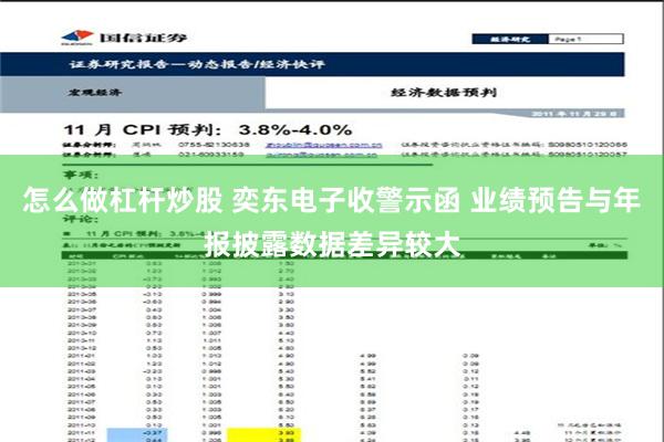 怎么做杠杆炒股 奕东电子收警示函 业绩预告与年报披露数据差异较大