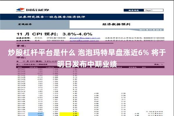 炒股杠杆平台是什么 泡泡玛特早盘涨近6% 将于明日发布中期业绩